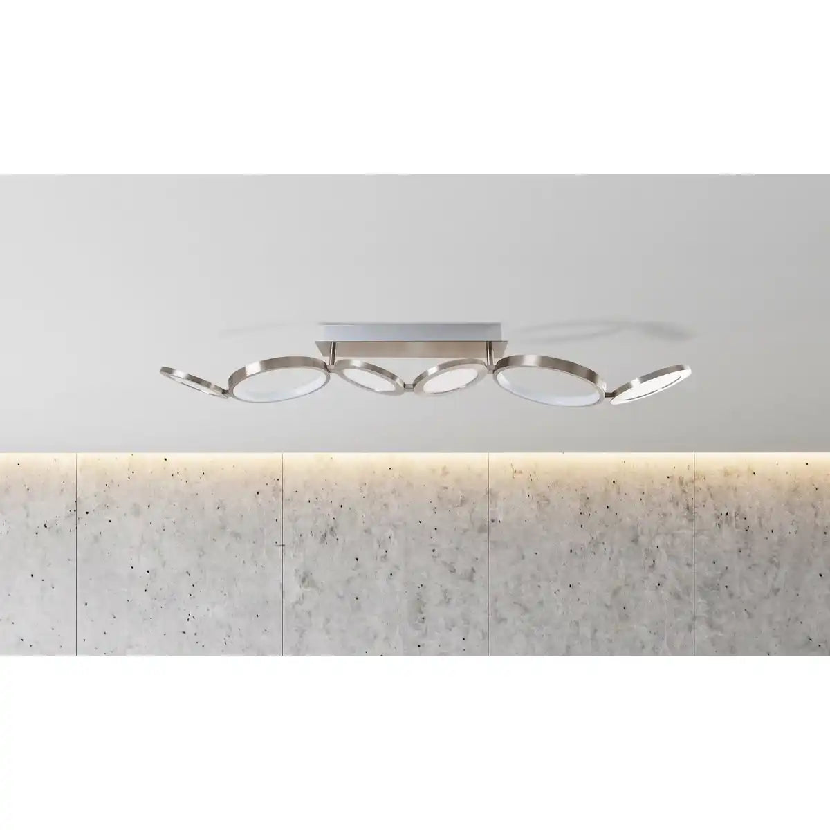 LED Deckenleuchte "STELARI" Länge 100 cm aus Metall in stahl-blank und weißem Kunststoff, mit fest verbauten LEDs, Deckenlampe für Wohnräume oder Büro