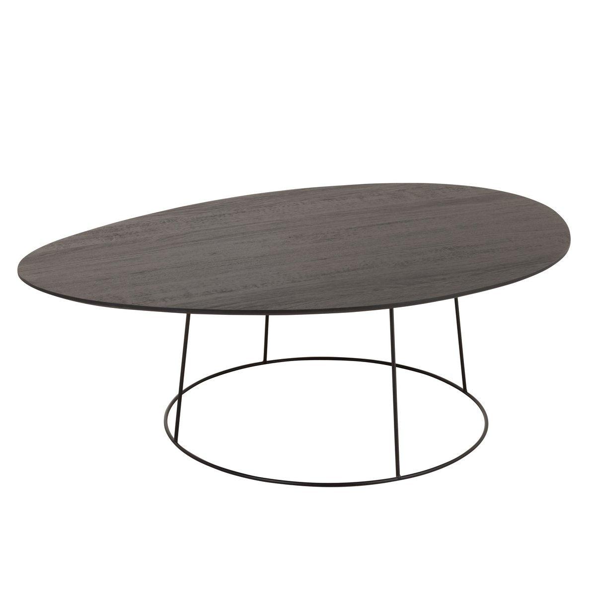 J-Line Couchtisch Oval – Holz/Metall – Dunkelbraun