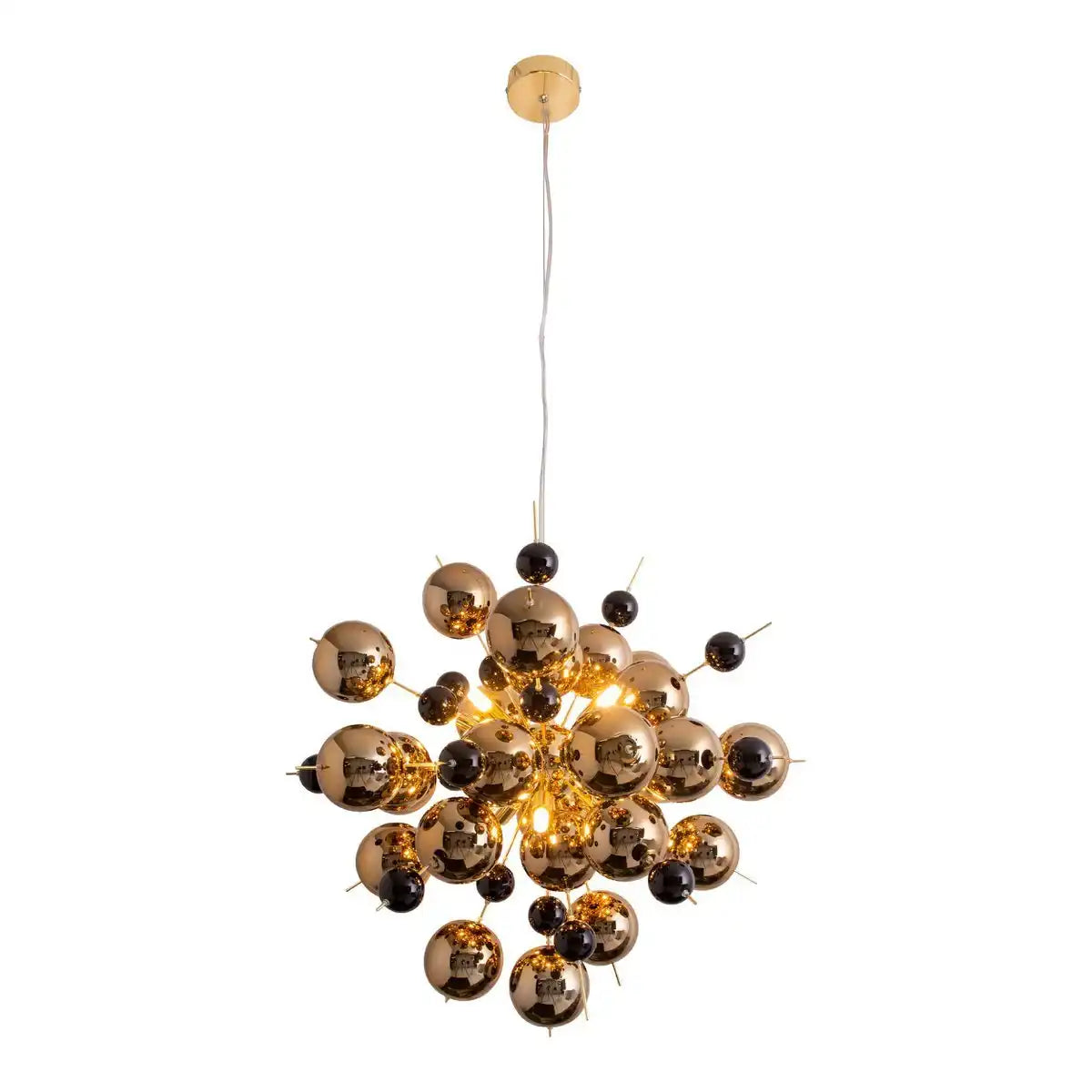 Pendelleuchte "EXPLOSION" Gold aus Metall und Glas, G9 Fassungen, Hängelampe für Esszimmer, Wohnzimmer, Diele oder Büro, Øca. 65 cm