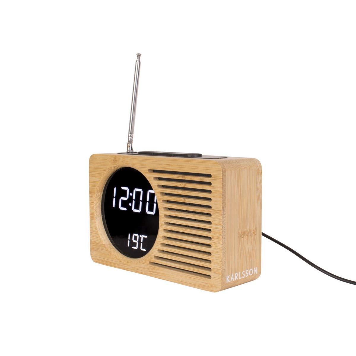 Wecker Retro Radio Bambus