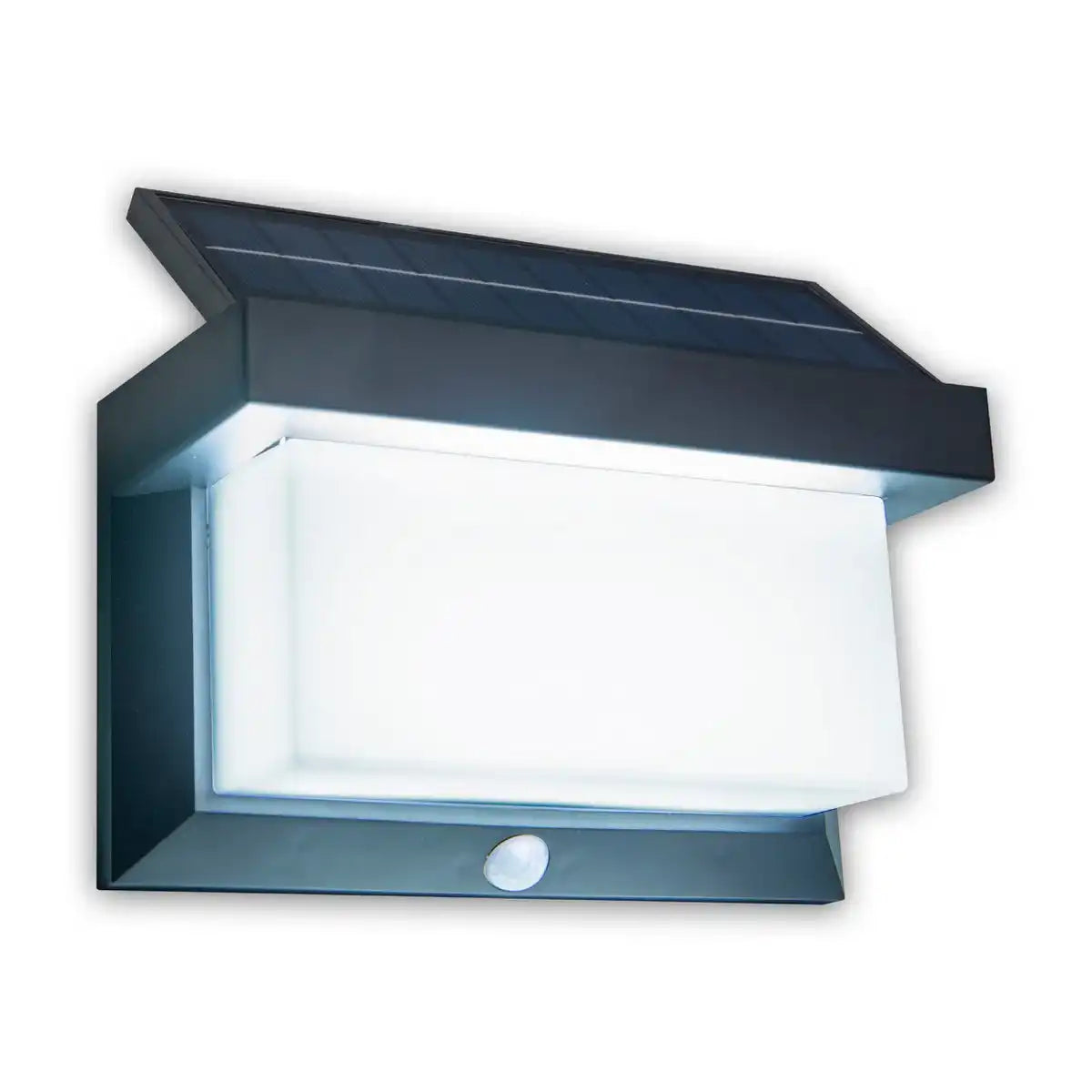 LED Solar Außenwandleuchte mit Bewegungsmelder , für Außen, Wandleuchte - Kunststoff in Schwarz, mit integrierter LED