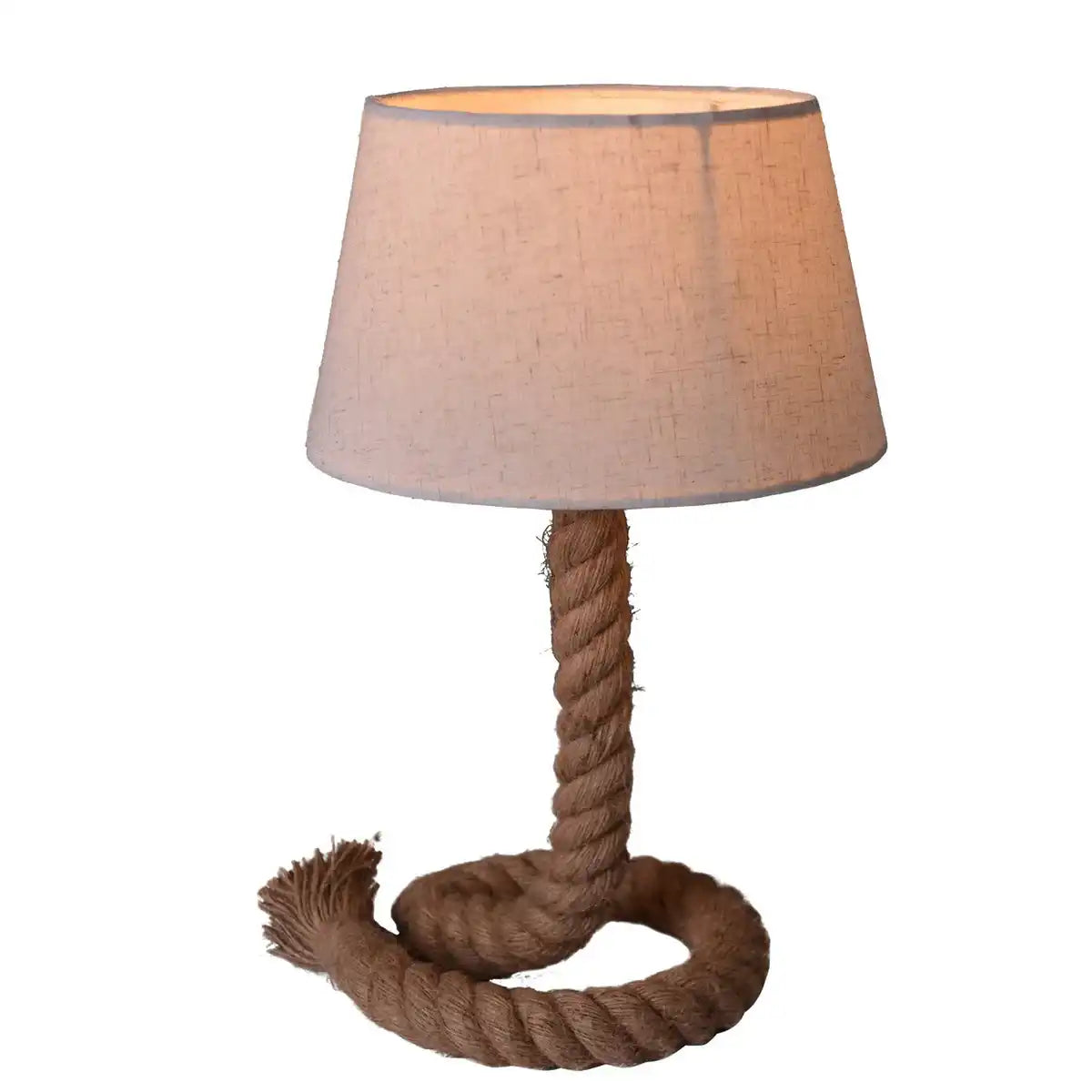 Tischleuchte mit Textilschirm "ROPE", Tischlampe aus Metall, Kunststoff, Jute und Textil in weiß, mit E14-Fassung, für Wohnräume, Diele oder Büro, 40 cm hoch