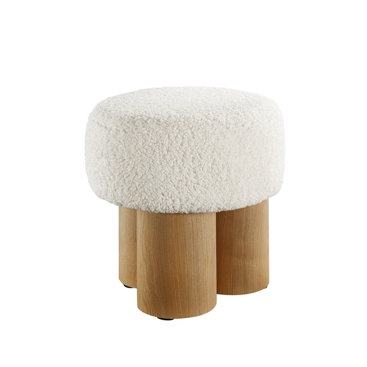 Sitzpouf Ø 50 cm Natur/Weiß