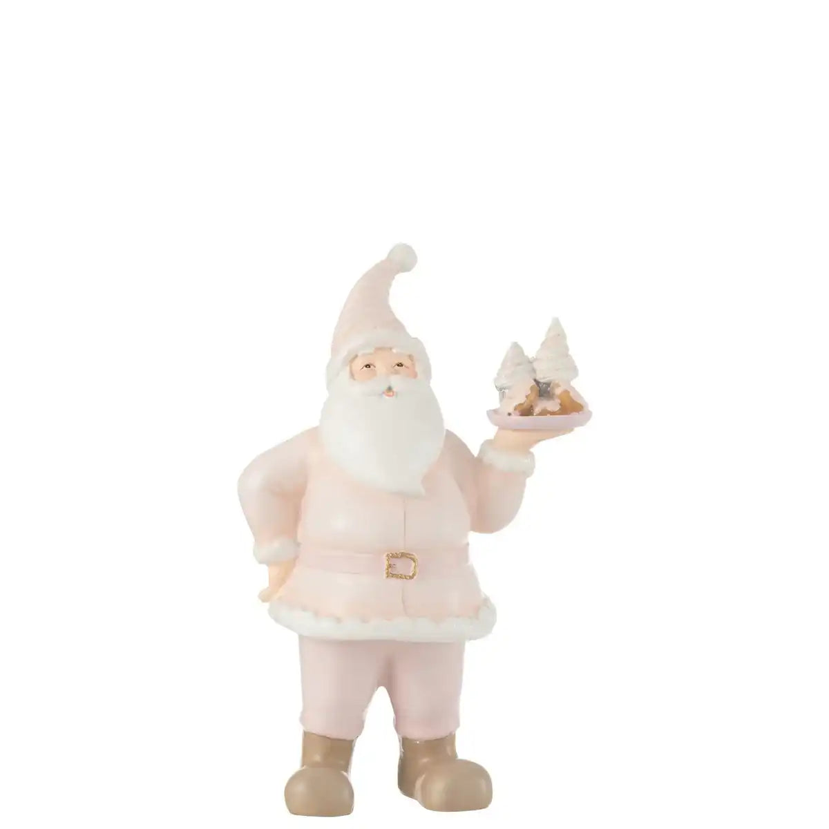 J-Line Weihnachtsmann-Kuchen, Kunstharz, Weiß/Rosa