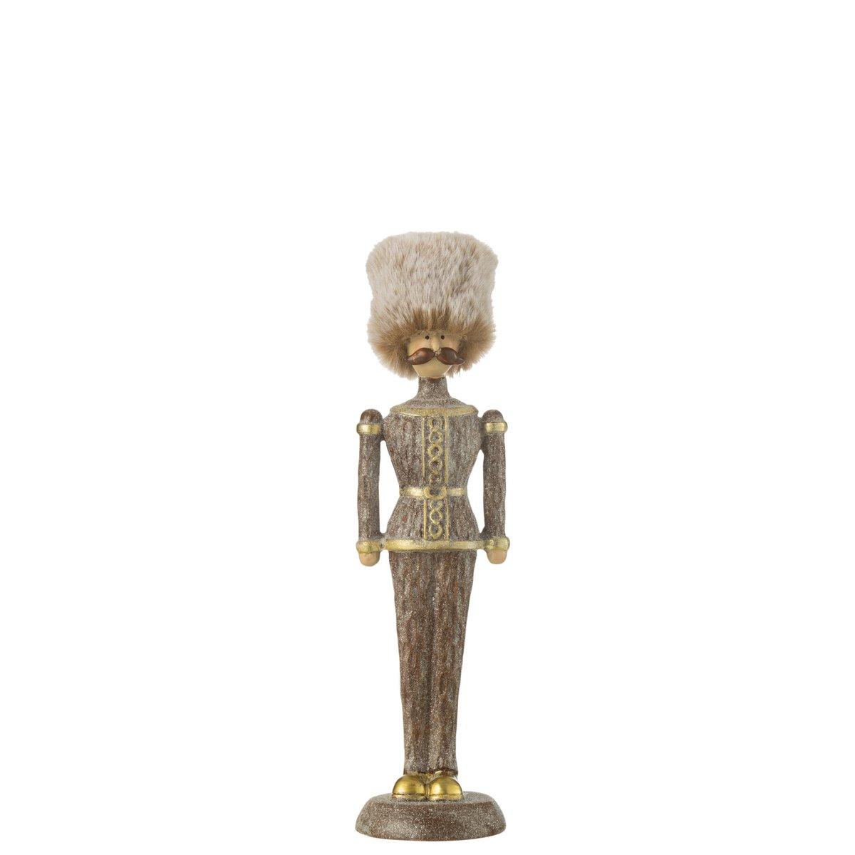 J-Line Nussknacker-Pelzmütze, glitzerndes Kunstharz, Braun, mittelgroß