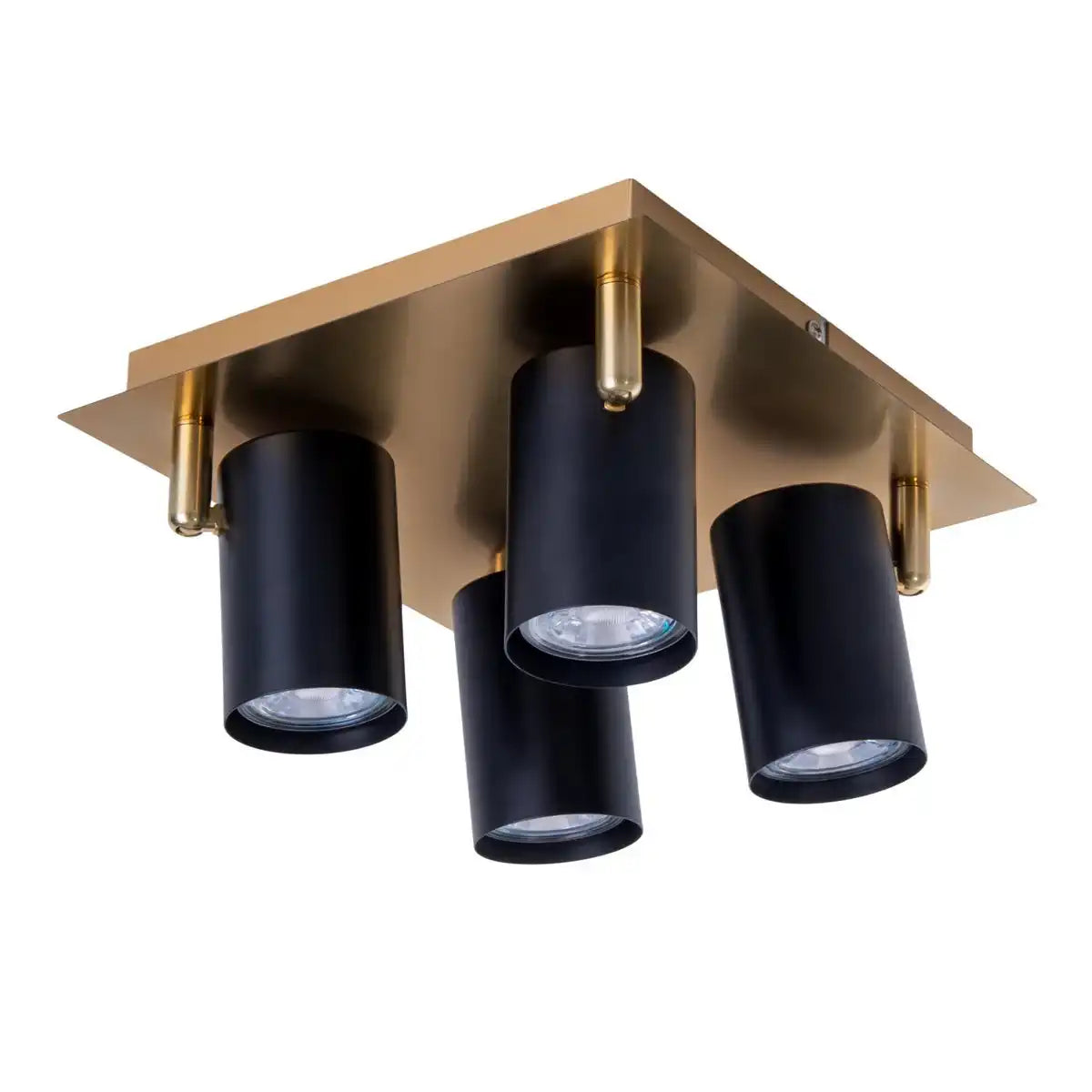 4er Wand- und Deckenleuchten "FRIDA" in Metall schwarz / Gold, Deckenstrahler, GU10, Deckenlampe für Esszimmer, Wohnzimmer, Diele oder Büro, 22 x 22 cm