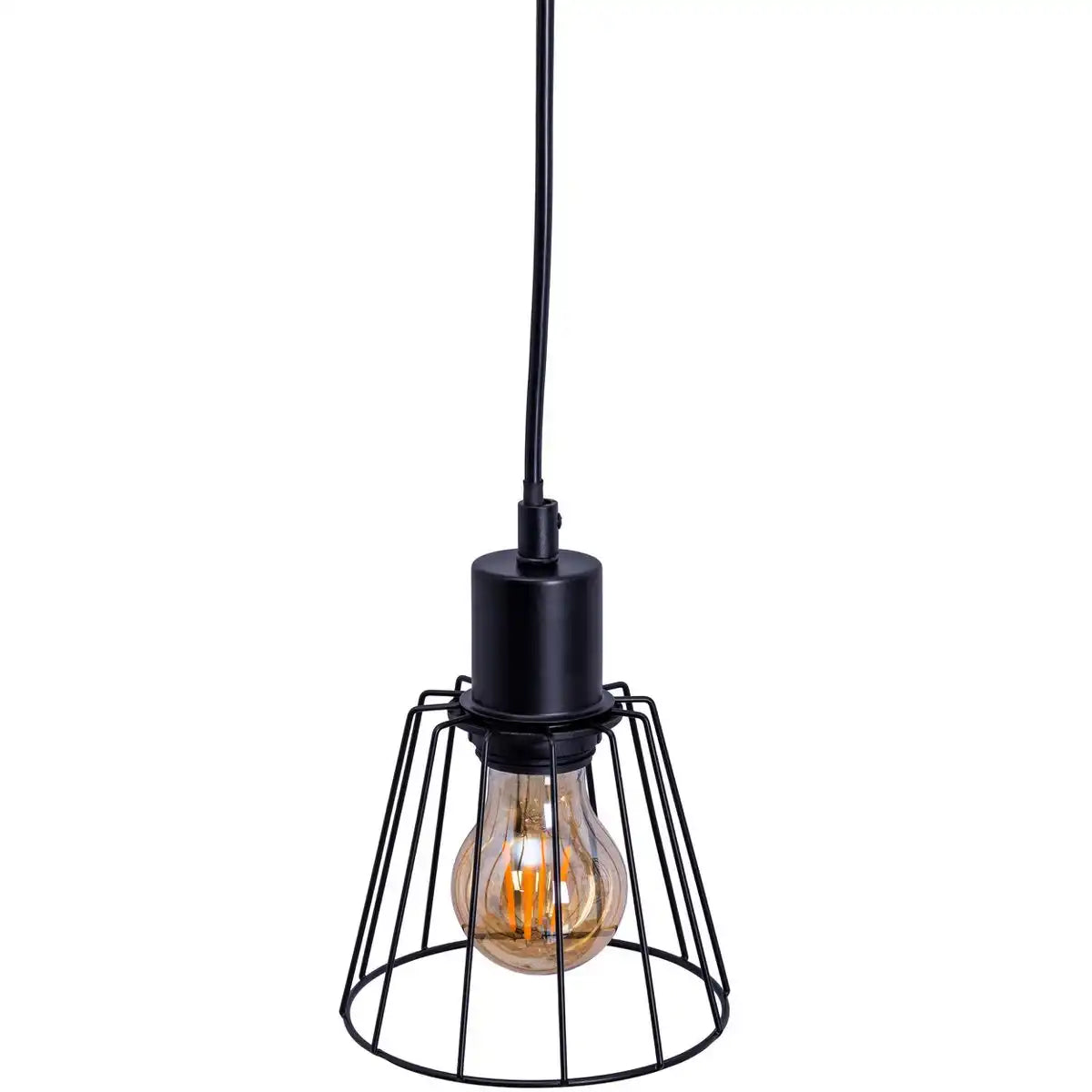4er Pendelleuchte "WOODLAND", Hängelampe, Metall und Holz in Schwarz, und natur- E27-Fassung, für Esszimmer, Wohnzimmer, Diele oder Büro, 100 cm lang