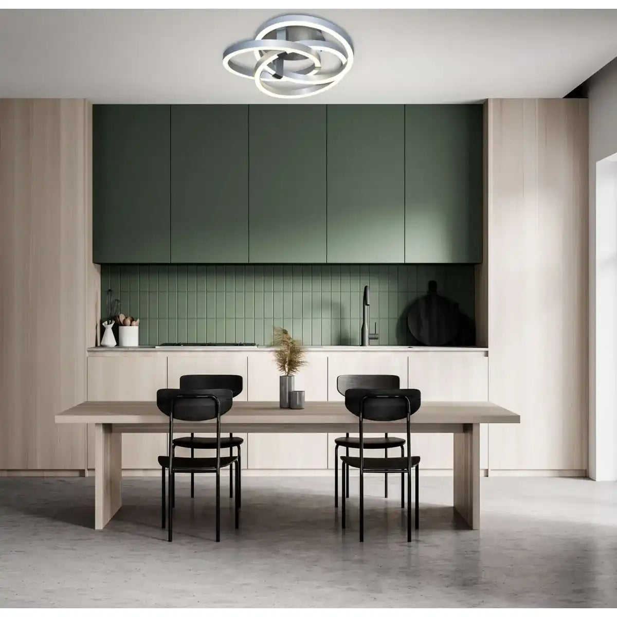 Smart Home LED Deckenleuchte "DIVORA" Ø 70 cm, Deckenlampe aus Metall, Aluminium gebürstet und weißem Kunststoff, mit vielen Funktionen, fest verbauten LEDs, Beleuchtung für Wohnzimmer, Esszimmer Büro oder Diele