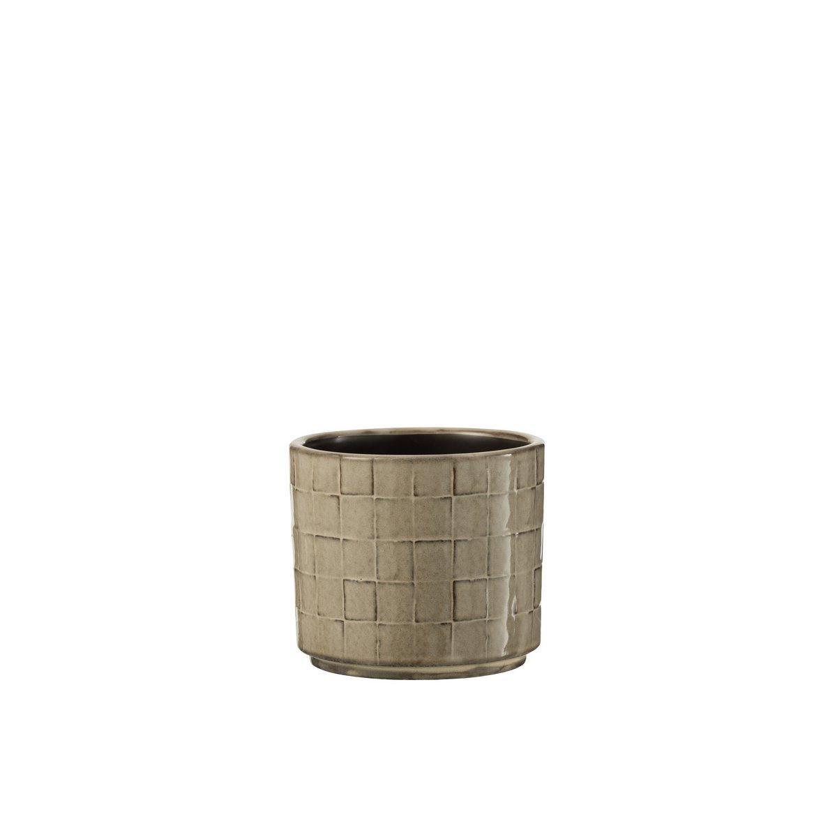 J-Line Blumentopf quadratisch Keramik beige/grau klein