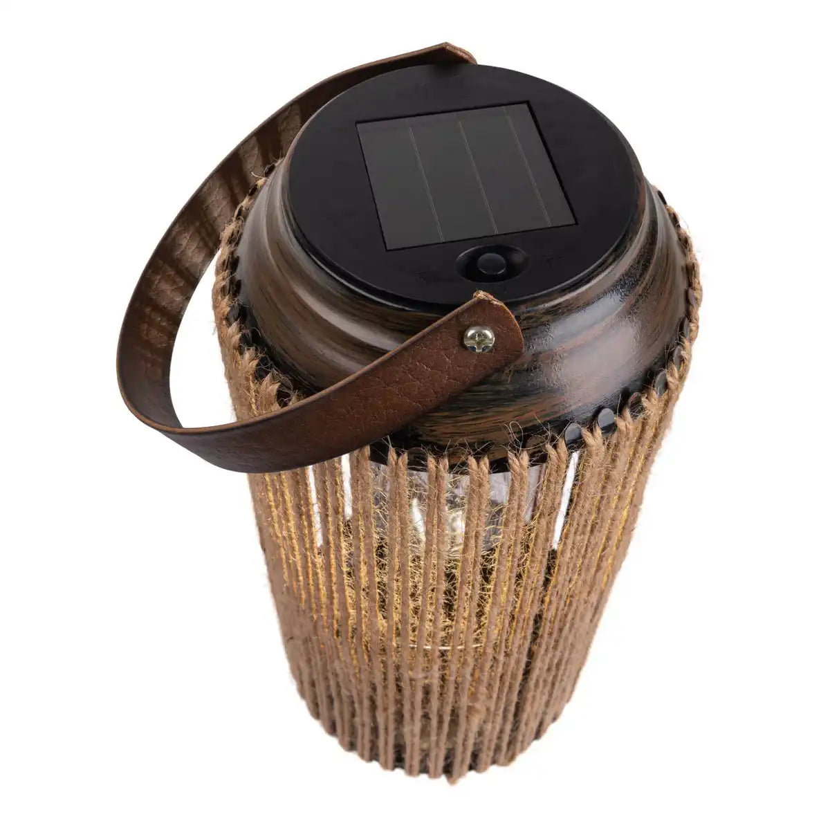 LED Solarleuchte "Korbinian" für Garten und Terrasse, Dekolampe aus Metall mit Jutebespannung in natur, LEDs fest verbaut Solarlampe für Außen 29 x 13 cm