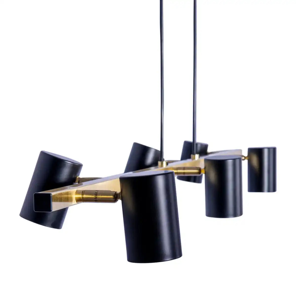 6er Pendelleuchte "FRIDA" in Metall schwarz / Gold, Hängeleuchte, GU10, Pendellampe für Esszimmer, Wohnzimmer, Diele oder Büro, 115 cm lang
