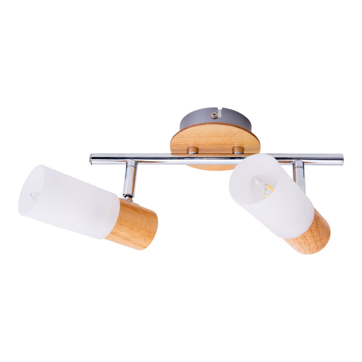 2er Wand- Deckenspot "TODTNAU", Metall, Holz und Kunststoff, E14, 39 cm lang