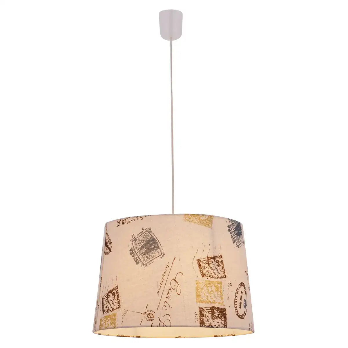 Textil-Pendelleuchte "PRINT", Junges Wohnen, Hängelampe, Textil in Braun, E27-Fassung, für Esszimmer, Wohnzimmer, Diele oder Büro, Ø40 cm