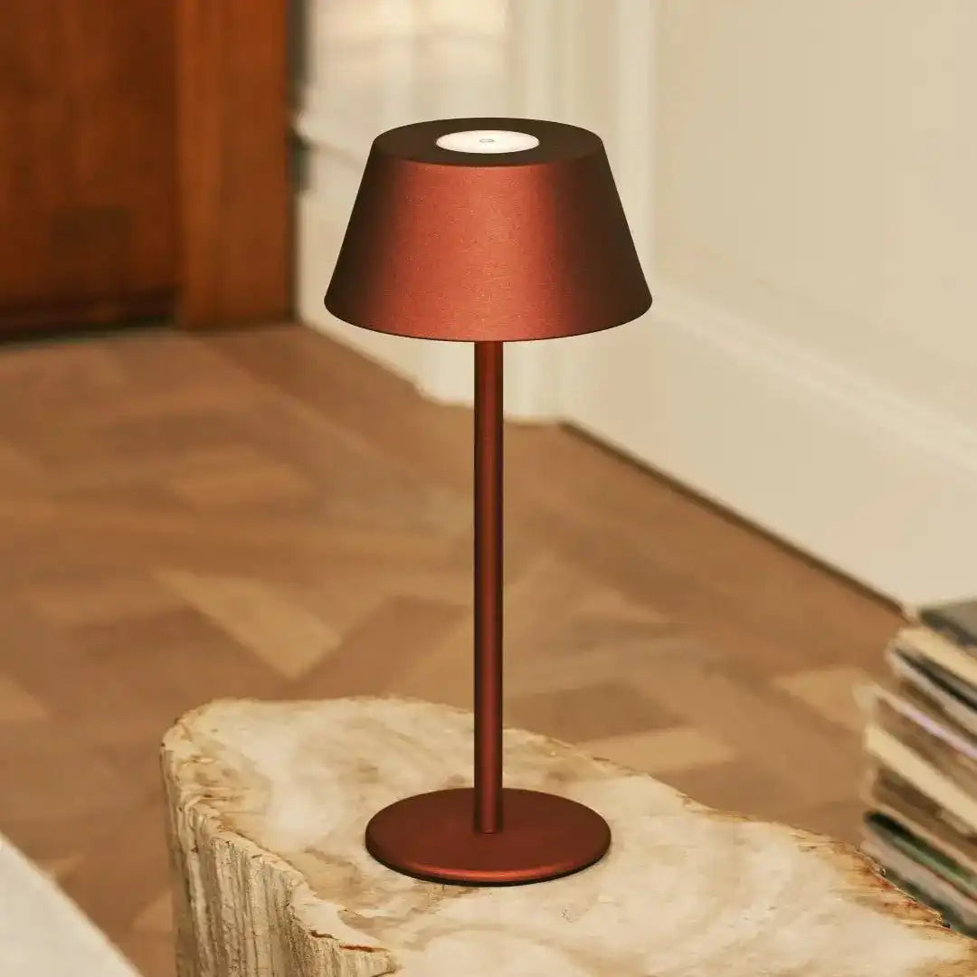 Milou Bronze - Tischlampe ohne Kabel l moderne, Design- und 3 Lichtmodi