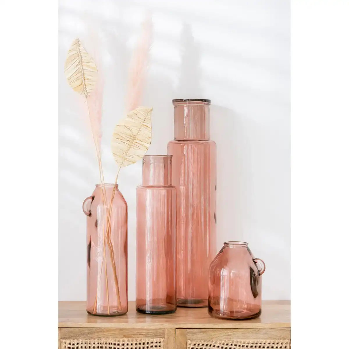 J-Line Vase Henkel Zylinder – Glas – hellrosa – klein