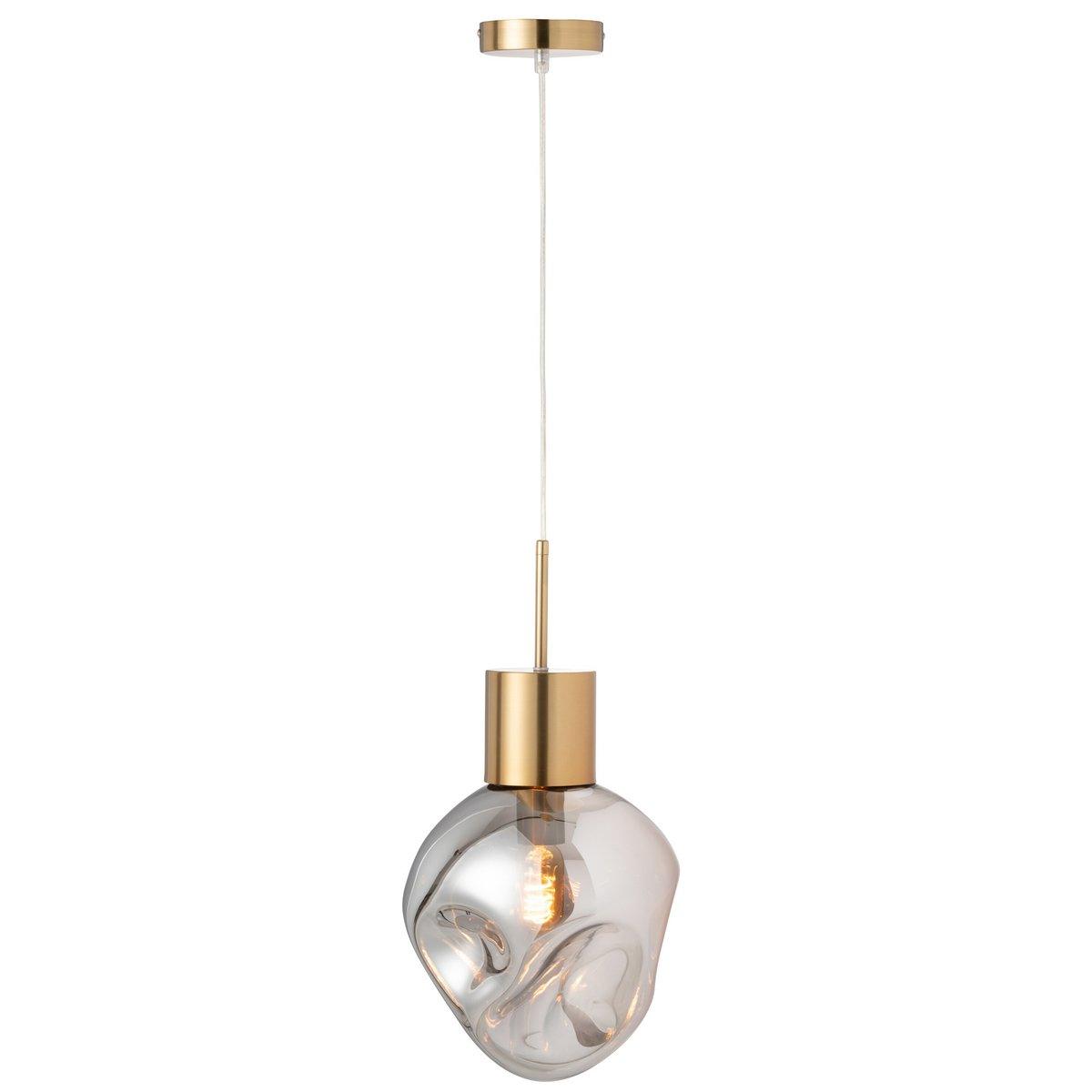 J-Line Hängelampe Gold Metall/Glas Grau