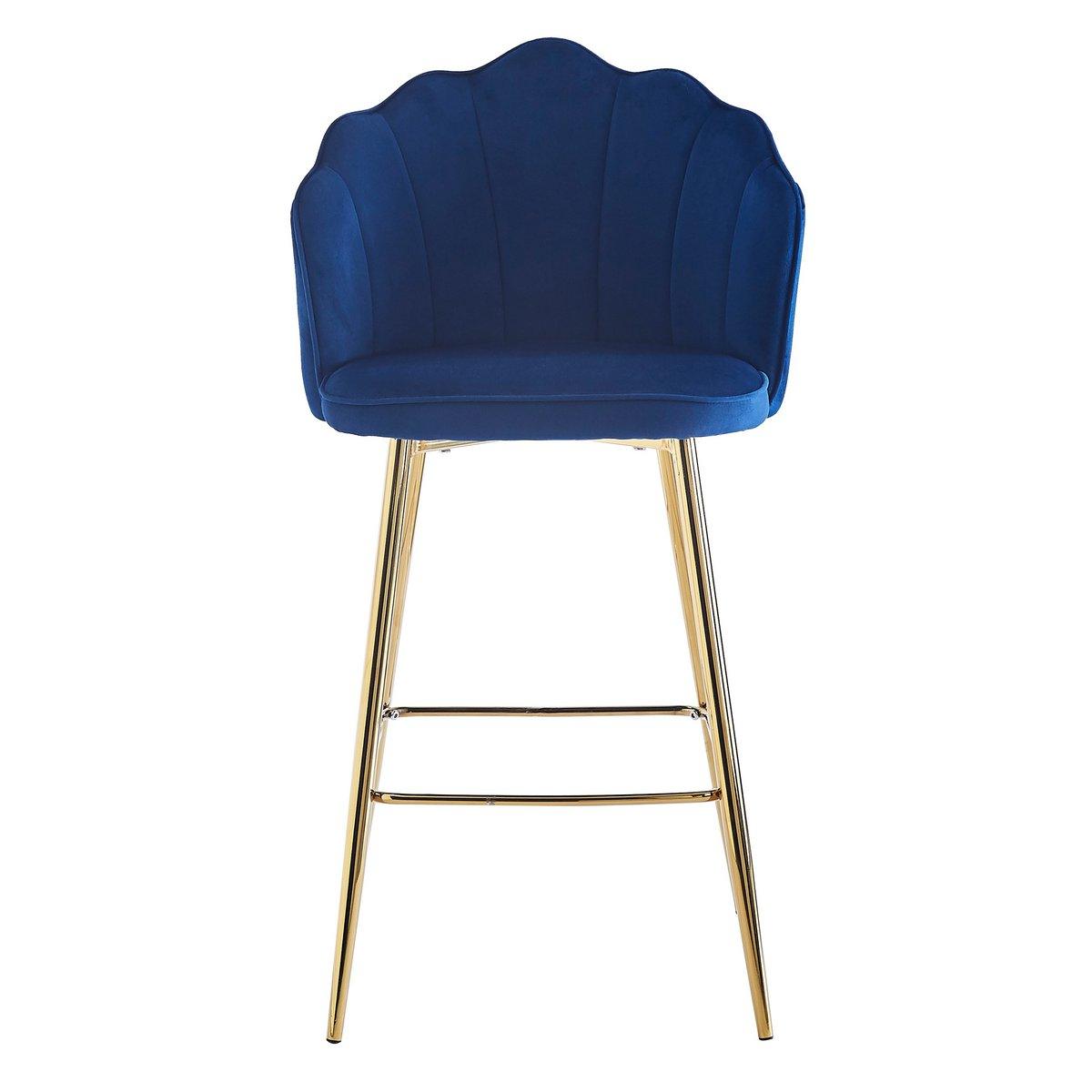 Barhocker Muscheldesign 2er Set aus Samt Dunkelblau