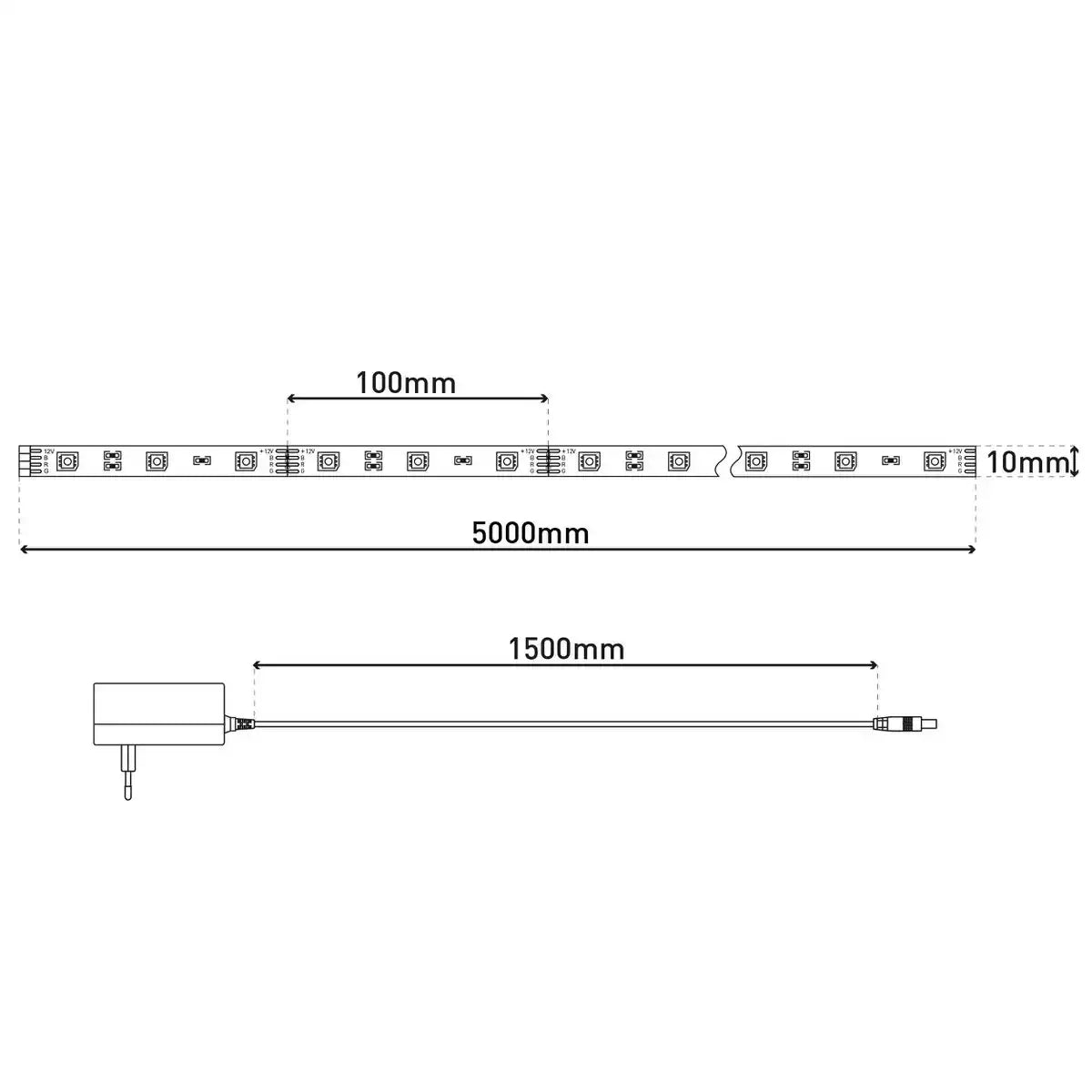 Tuya LED-RGB Stripe mit Bluetooth, Funktion, Stripes, Kunststoff, bunt, integrierte LED,