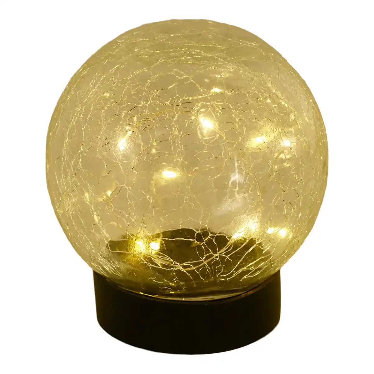 3er-Set LED-Solar-Tischleuchte/Erdspieß "Crackle" Ø 12cm , für Außen, Tischleuchte - Kunststoff und Glas , Weiß, mit integrierter LED