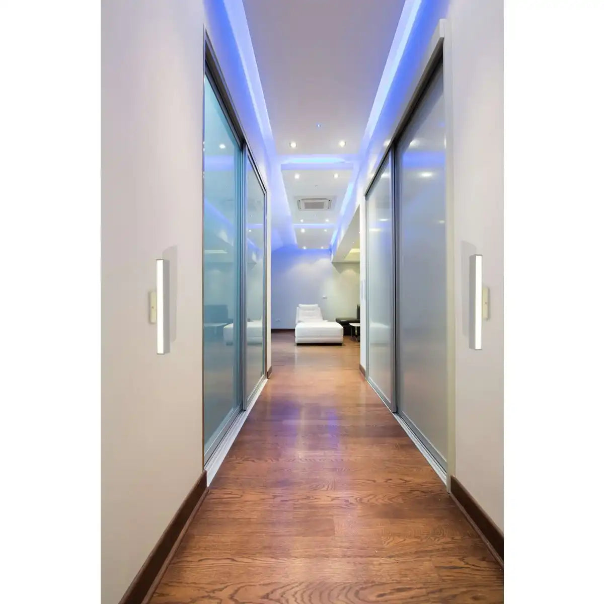 LED Wandleuchte "DUBAI", moderne Wandlampe aus Aluminium und Kunststoff, fest verbaute LEDs, 32 cm lang bzw. hoch. Ideal für die Ausleuchtung von Eingangsbereichen, Fluren, zur Strukturierung von großen Wandflächen