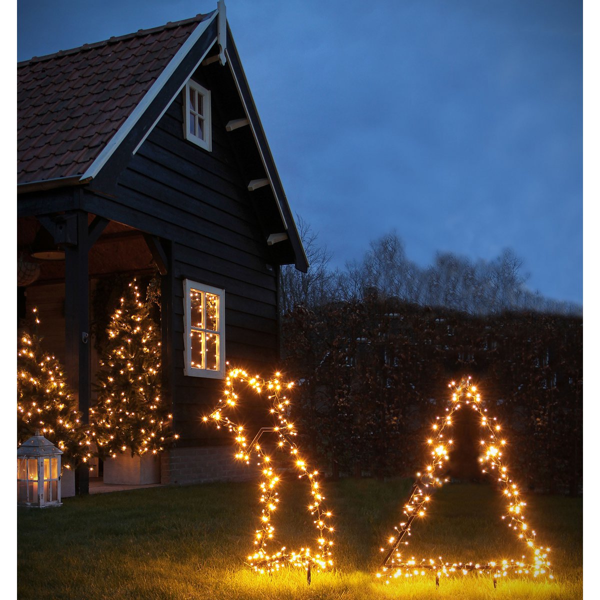 Star Gartenstecker mit warmer weißer LED -Beleuchtung - L45 x H101 cm - Schwarz
