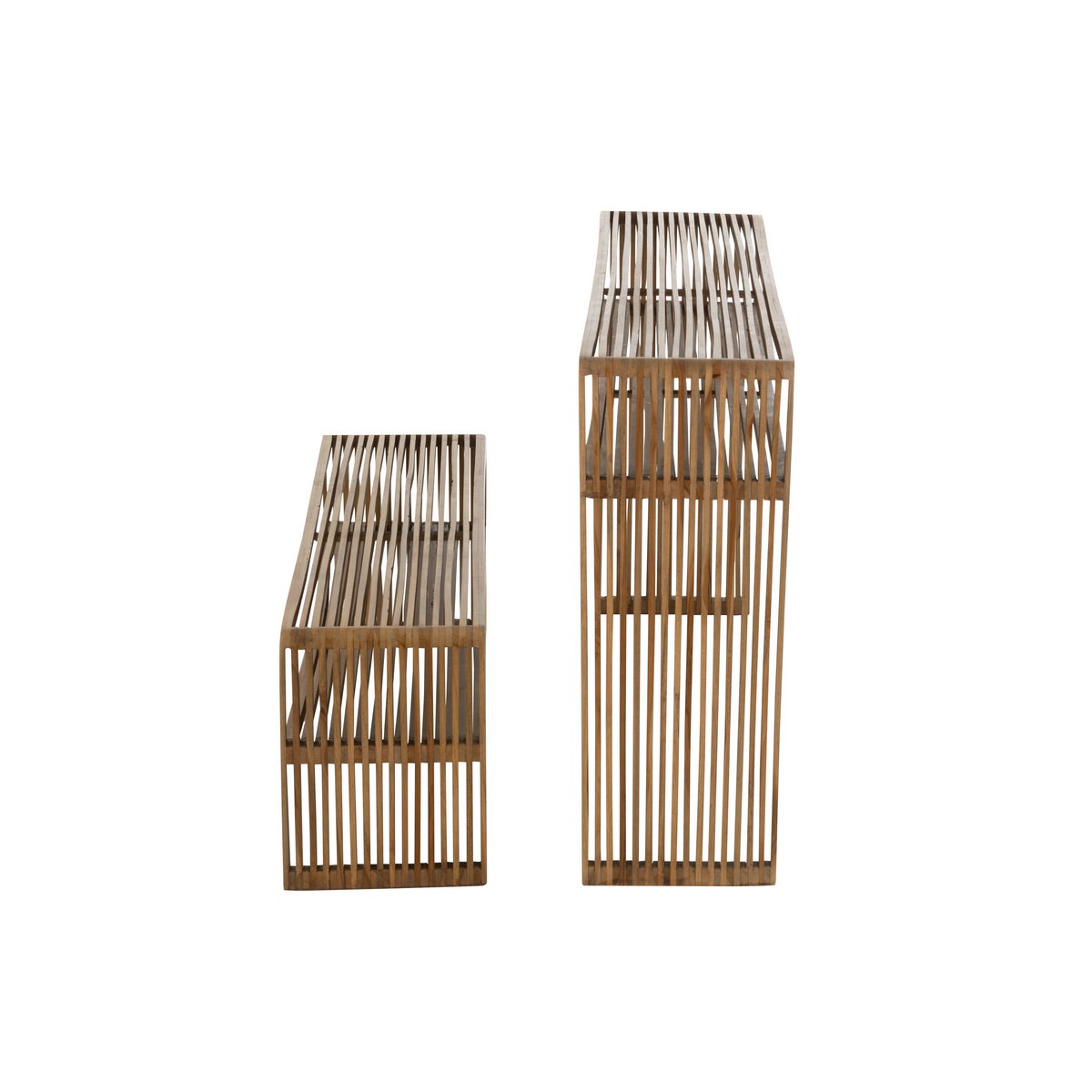 J-Line-Set von 2 Konsole mit Regal Recycling Teaks Naturel