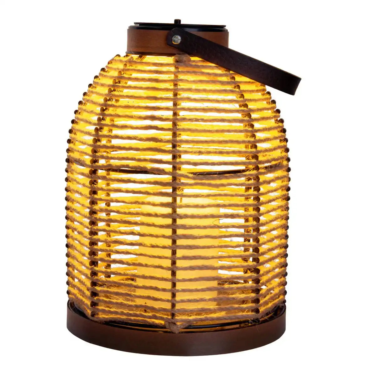 LED Solarleuchte "Korbinian" für Garten und Terrasse, Dekolampe aus Metall mit Jutebespannung in natur, fest verbaute LEDs, Solarlampe für Außen 29 x 21 cm