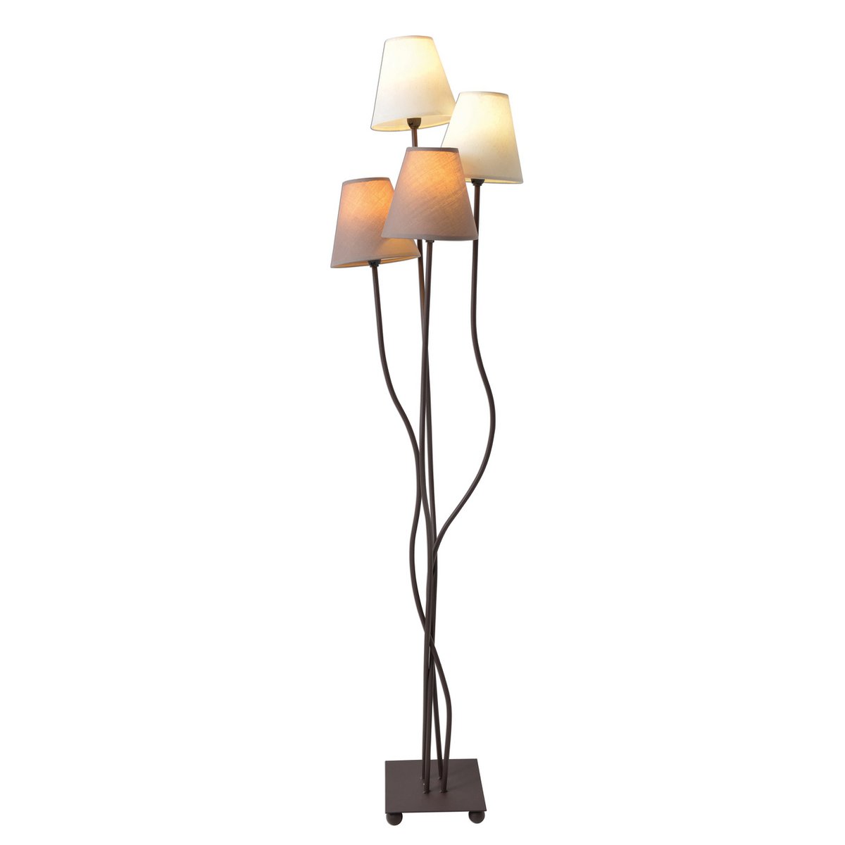 Textilstehleuchte 4-flammig "BOHO", Stehlampe in Beige/Braun, mit E14-Fassung, für Esszimmer, Wohnzimmer, Diele oder Büro, 138 cm hoch