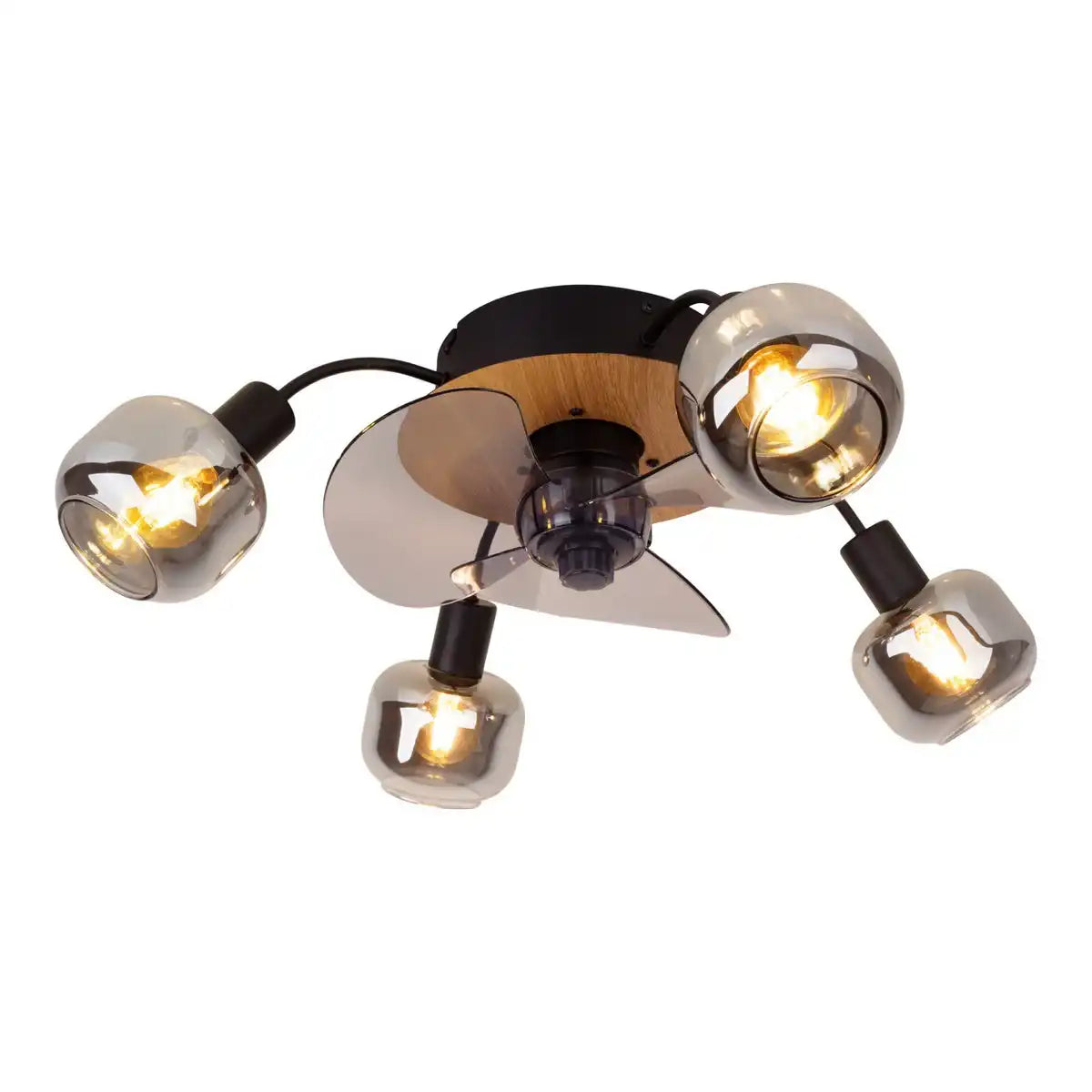 Deckenleuchte inkl. Ventilator "FUMOSO", in Schwarz, Braun und Natur, für E27 , Ø 51 cm