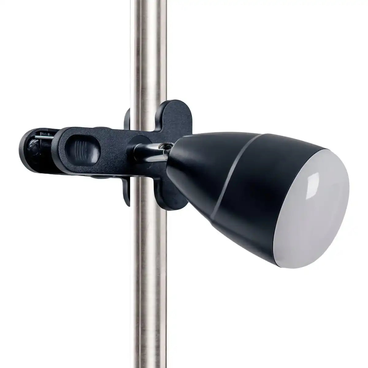 LED-Klemmleuchte aus Metall und Kunststoff in Schwarz, mit integrierten LEDs