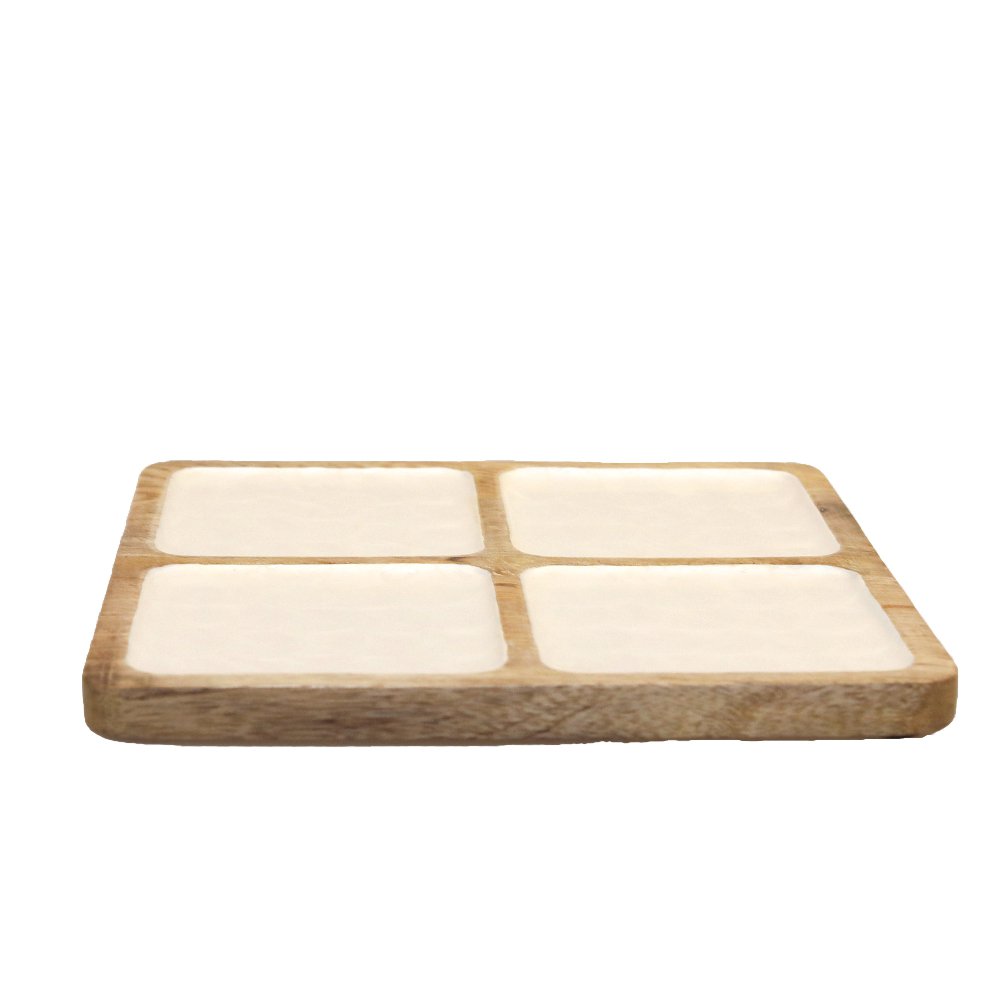 Weißer Quadrat 4 Mangoier -Holzfächer