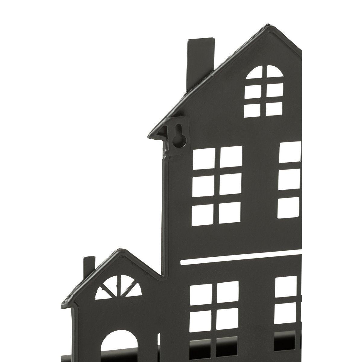 J-Line Blumentopf House - Metall - Schwarz - klein - Ø 8,00 cm