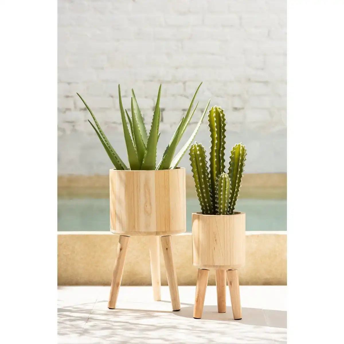 3er Set Blumentöpfe Classic Holz Natur - HomeDesign Knaus