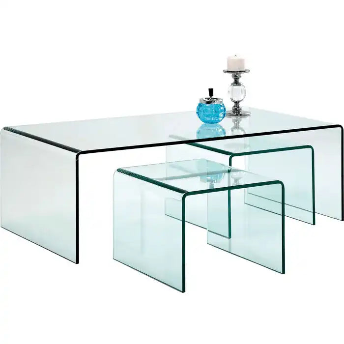 3er Set Couchtisch Clear Club Beistelltisch Glastisch Sicherheitsglas - HomeDesign Knaus