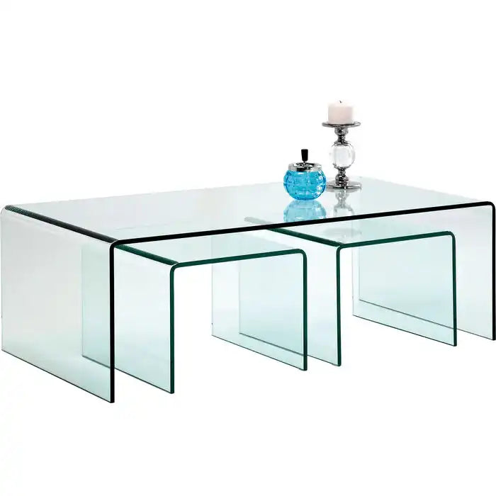 3er Set Couchtisch Clear Club Beistelltisch Glastisch Sicherheitsglas - HomeDesign Knaus