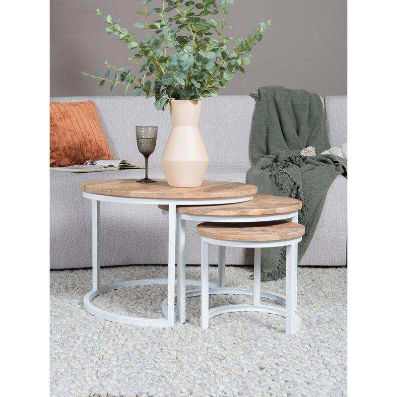 3er-Set Industrielles Couchtisch Jan Weiß - HomeDesign Knaus
