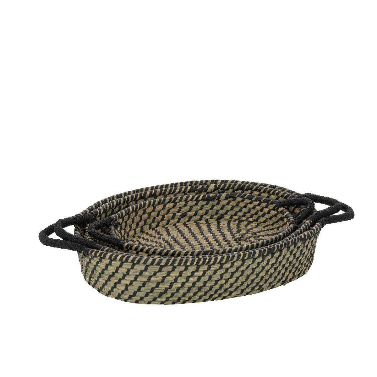 3er-Set Korb mit ovalen Griffen, Stroh - HomeDesign Knaus