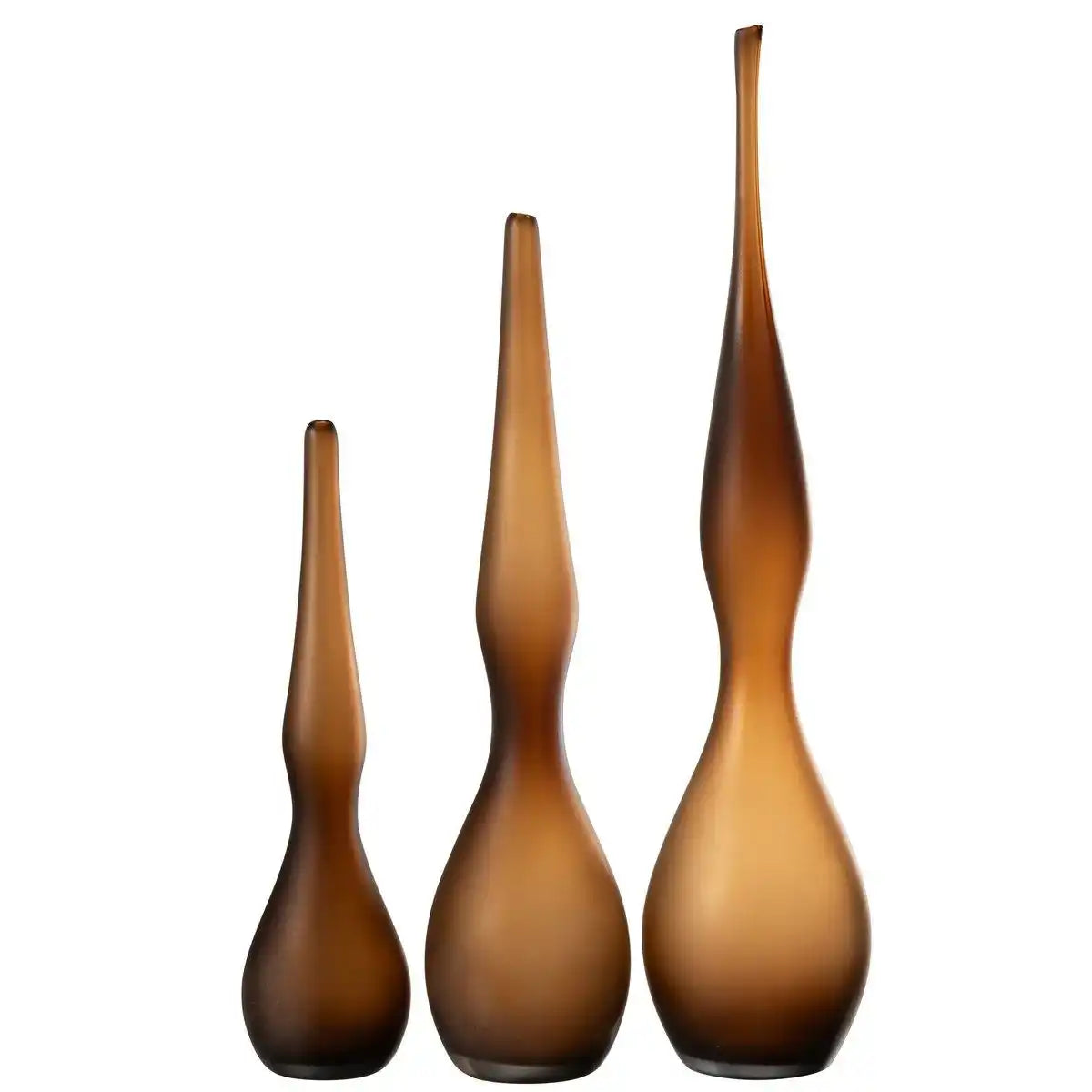 3er Set Vasen Yoko gebogenes Flötenglas braun - HomeDesign Knaus