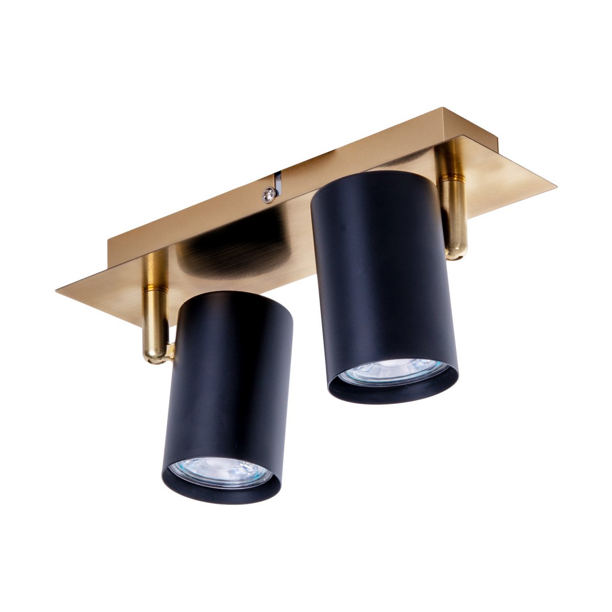 2er Wand- und Deckenleuchte "FRIDA" in Metall schwarz / Gold, Deckenstrahler, GU10, Deckenlampe für Esszimmer, Wohnzimmer, Diele oder Büro, 24 cm lang