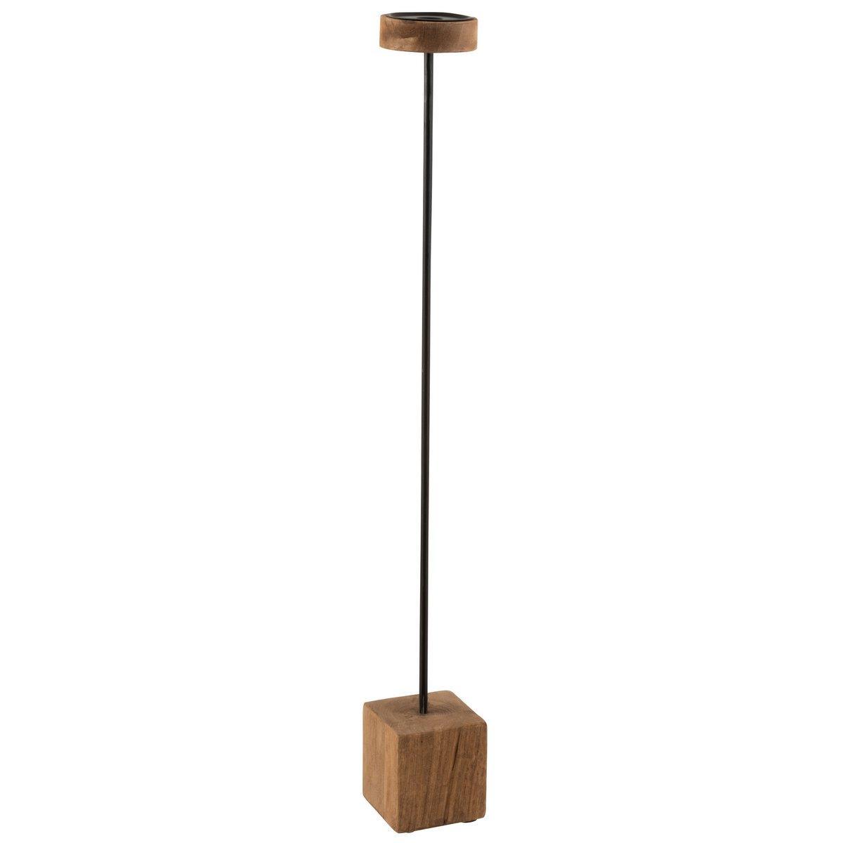 J-Line Kerzenständer auf Fuß Quadratisch – Holz/Eisen – Natur – extra groß