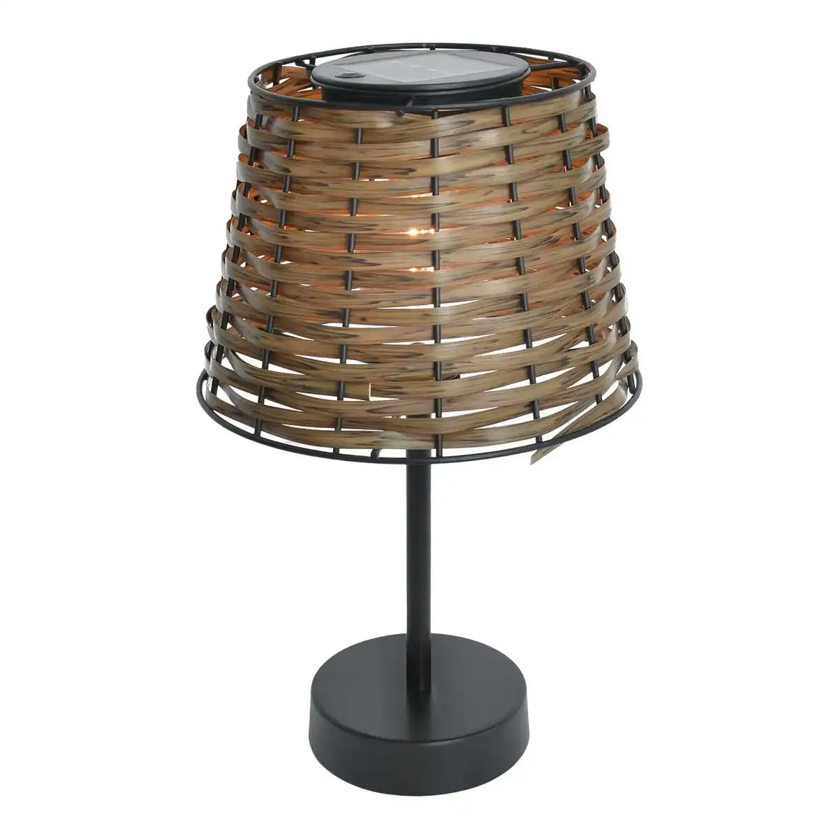 Solar-Tisch-Leuchte Rattan "Rada" in braun, mit Dämmerungssensor, warmweiß, 31 cm hoch, für den Außenbereich