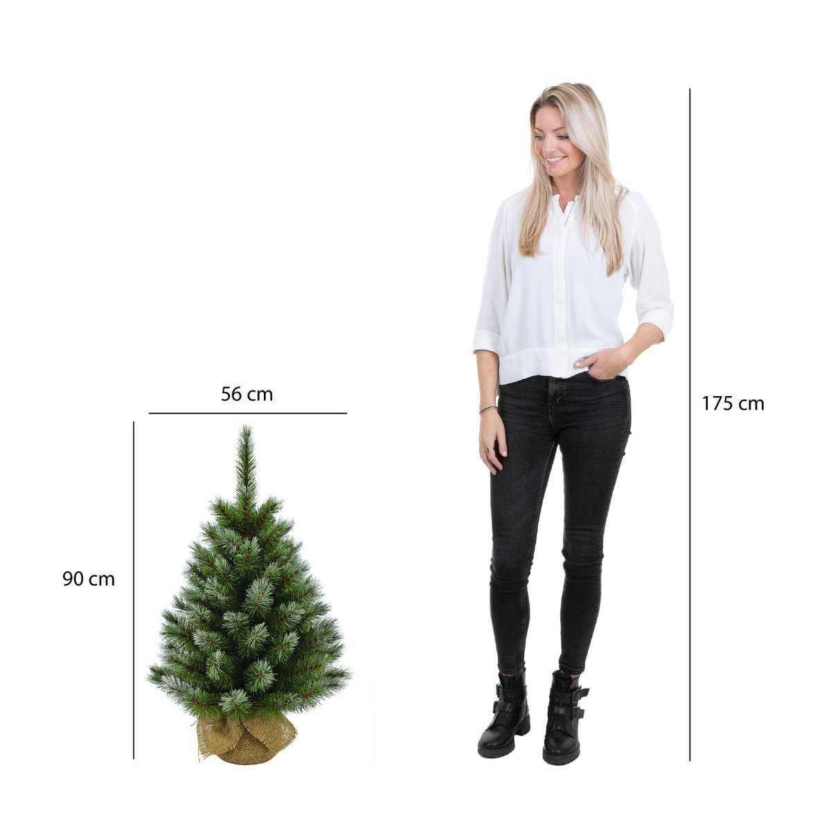 Künstlicher Weihnachtsbaum Pittsburgh aus Jute – H90 x Ø56 cm – Grün gefrostet