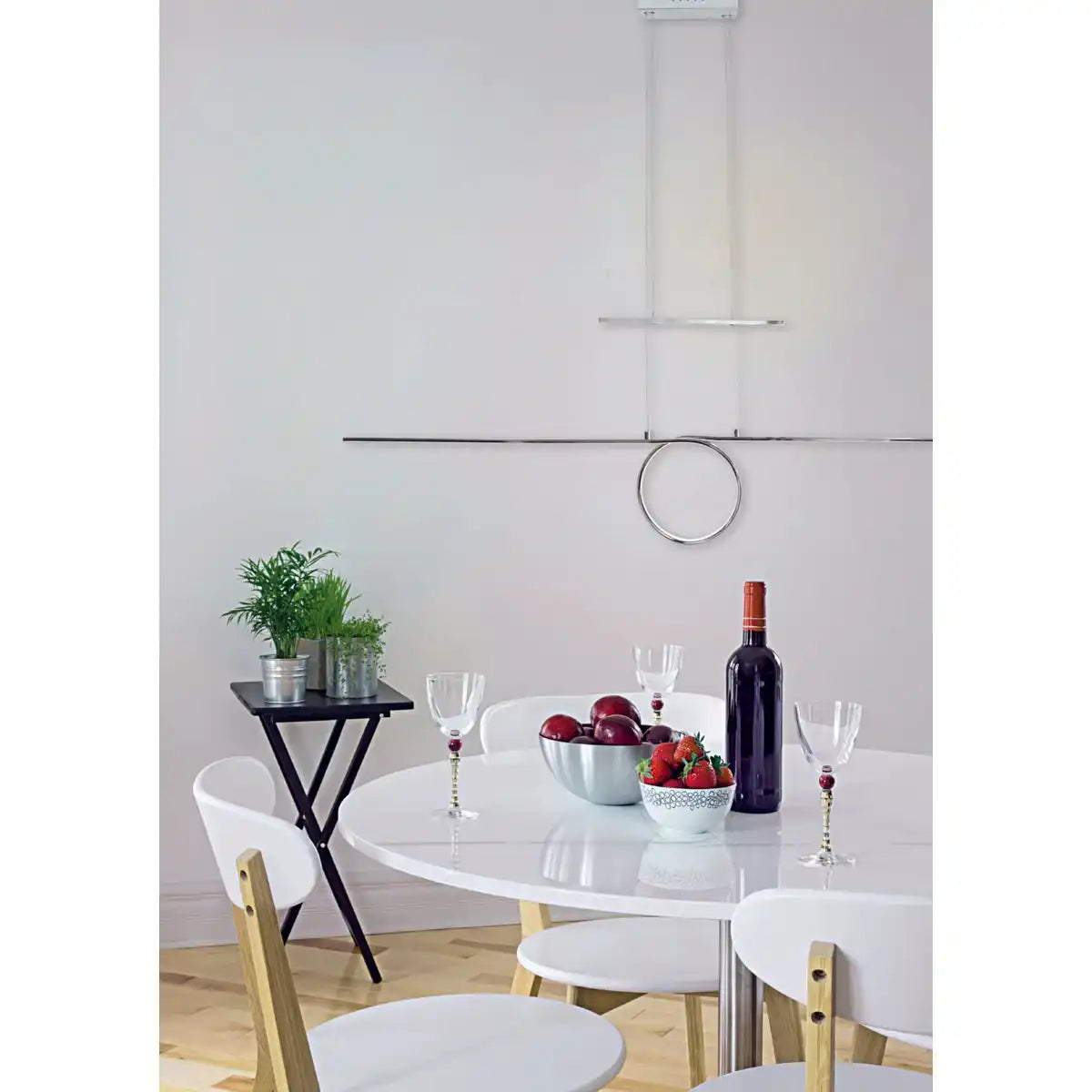 LED Gegenzug-Pendelleuchte aus Metall in Silber, mit integrierter LED - Pendel innen