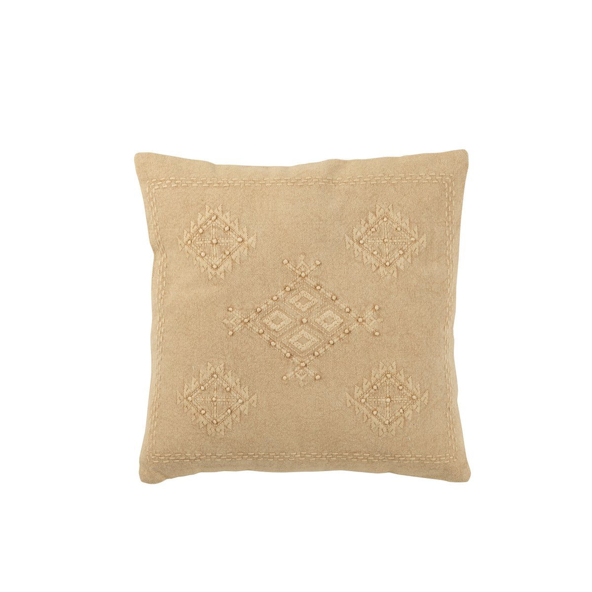 J-Line Kissen Stickerei – Baumwolle – Beige