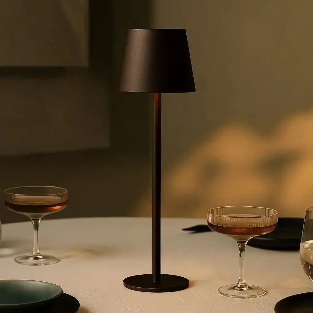 Jasper Mocha Brown - drahtlose Lampe mit Batterie -L -Metall, dimmbare und 3 Lichtstufen