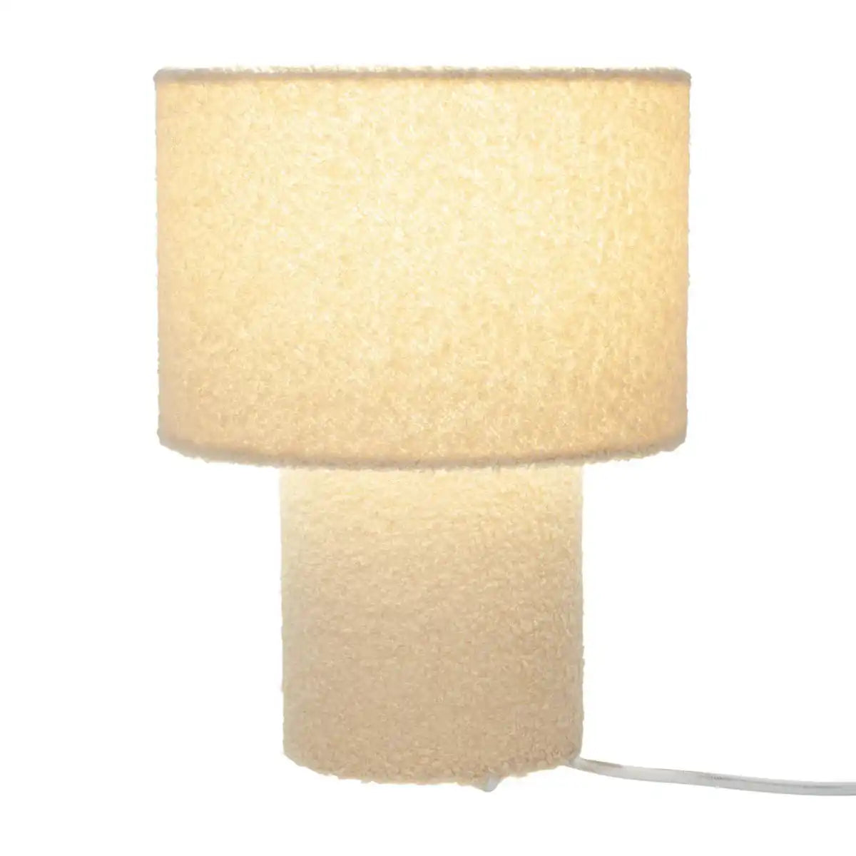 Tischleuchte "FLUFFY" mit Textilschirm und -fuß in Almond, E27, ca. 31 cm hoch