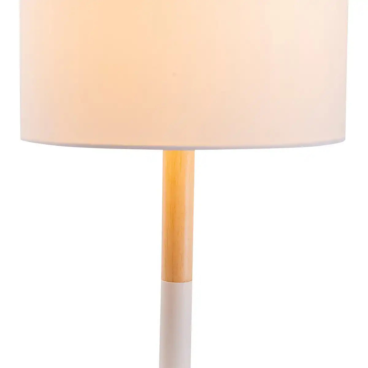 Textil-Tischleuchte "TESSILE", Tischlampe aus Metall, Textil und Gummibaumholz in Weiß/Natur, mit E14-Fassung, für Esszimmer, Wohnzimmer, Diele oder Büro, 37 cm hoch
