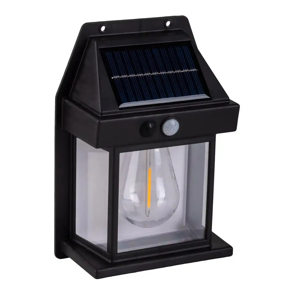 2er Set Solar-Wandleuchte "Mira" ca. 17 cm hoch, aus schwarzem wetterfestem Kunststoff, integrierter LED in warmweiß, inkl. Bewegungsmelder und Dämmerungssensor
