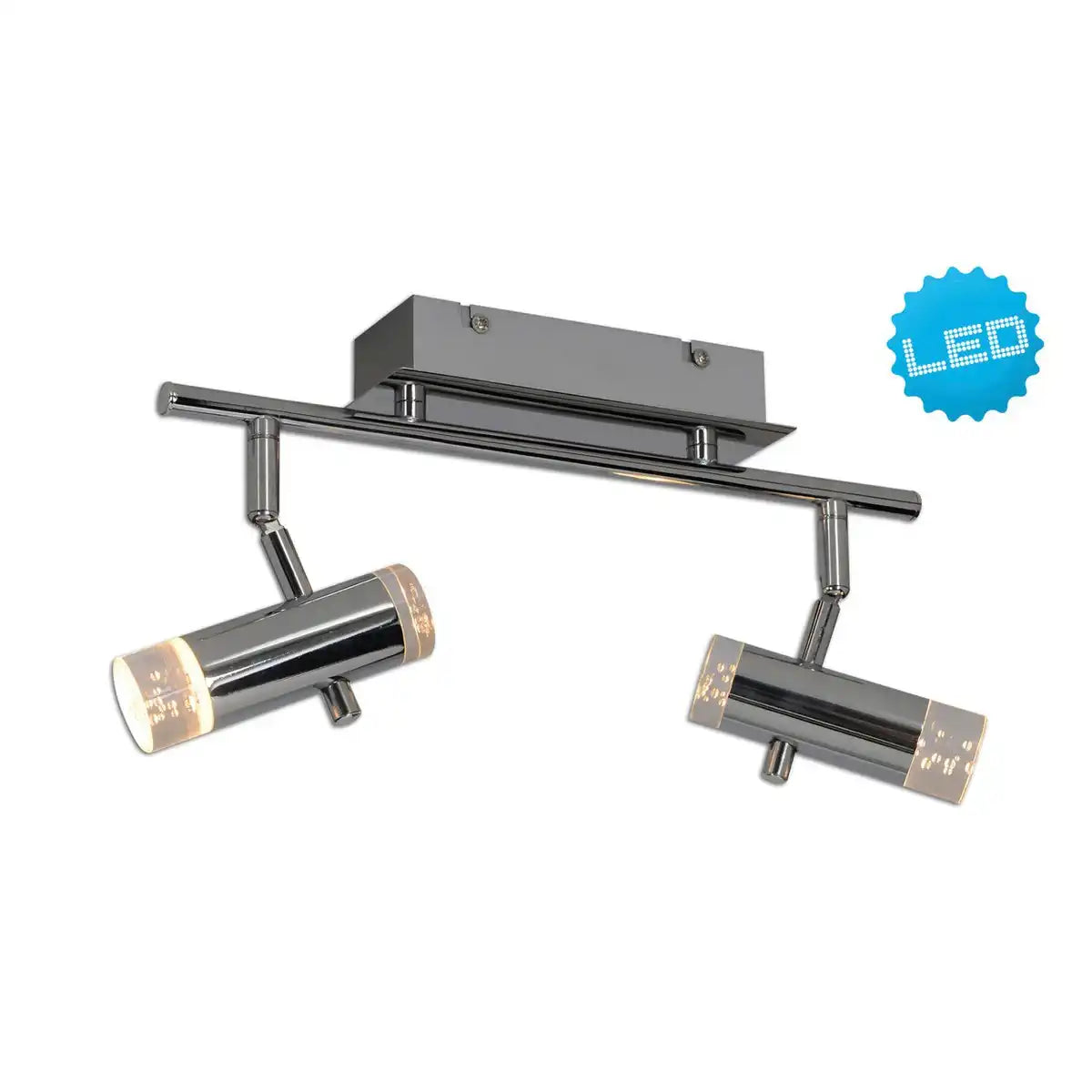 LED Deckenleuchte "GARDA" 34 cm lang, mit integrierten LEDs, aus chromfarbenem Metall und Acryl