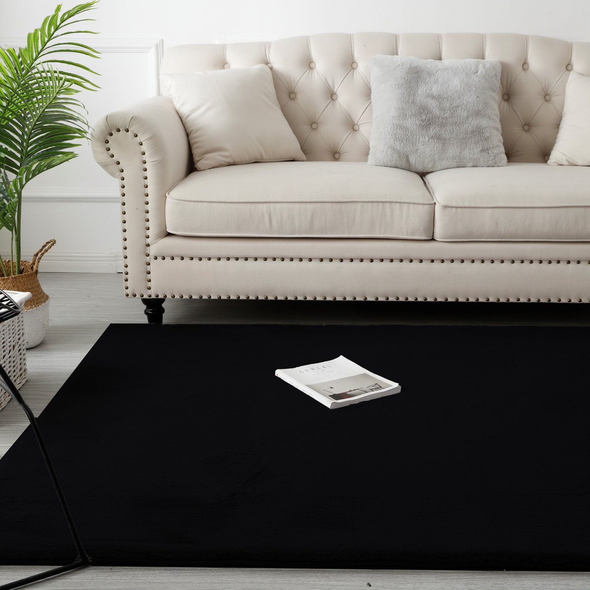 Flauschiger Teppich Schwarz 160x230CM